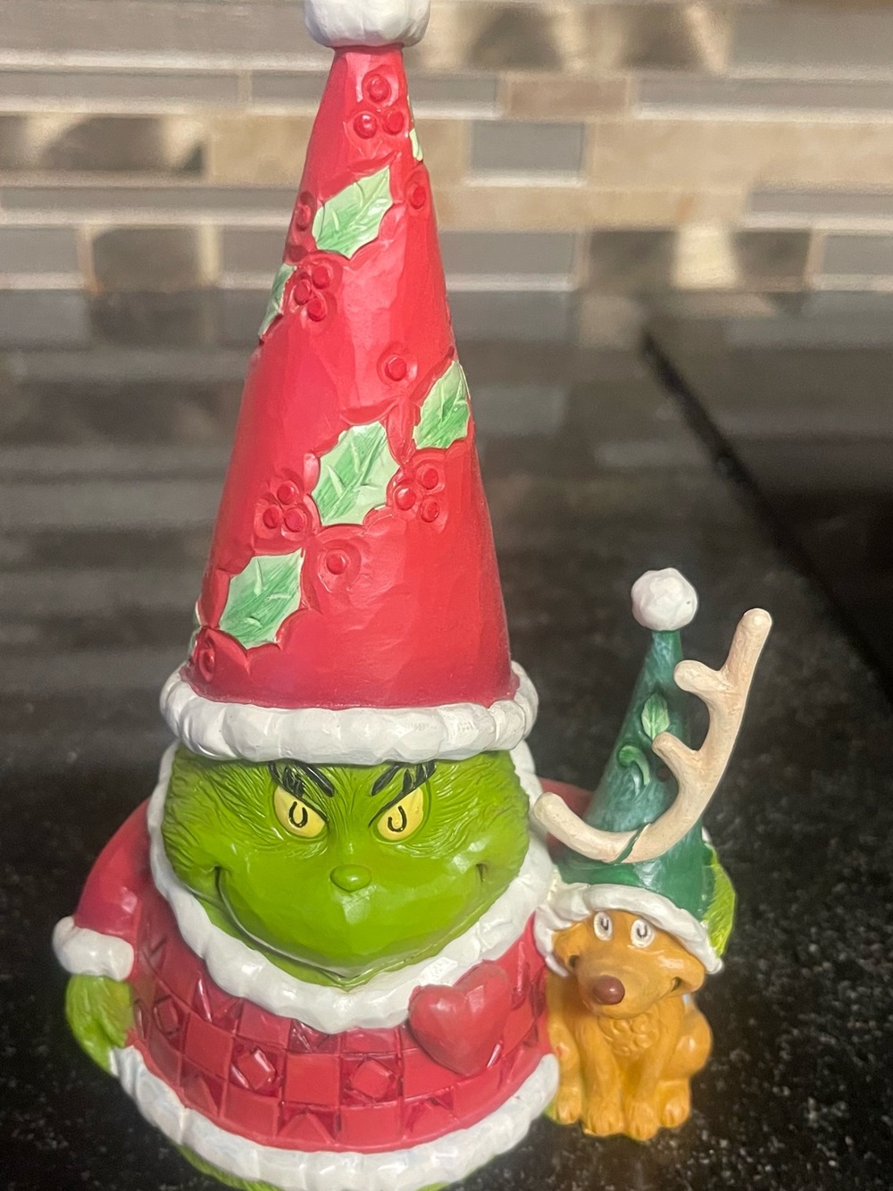 Jim Shore Red-Hat Grinch Figurine with dog